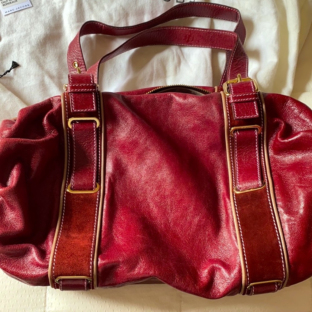Marc Jacobs calf leather satchel burgundy